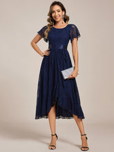 Load image into Gallery viewer, Color=Navy Blue | Asymmetrical Hem Evening Dresses with Embroidery Decoration-Navy Blue 14