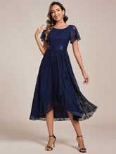 Load image into Gallery viewer, Color=Navy Blue | Asymmetrical Hem Evening Dresses with Embroidery Decoration-Navy Blue 15