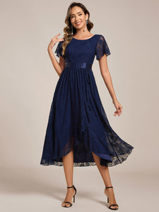 Color=Navy Blue | Asymmetrical Hem Evening Dresses with Embroidery Decoration-Navy Blue 15