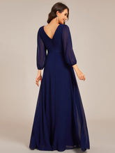 Load image into Gallery viewer, Color=Navy Blue | Classical Floor Length Long Sleeves Empire Waist Chiffon Evening Dresses-Navy Blue 7