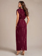Load image into Gallery viewer, Burgundy | One Stop Shop Plus Size Short Sleeve Tulle V-Neck Bodycon Sequin Evening Dresses-Burgundy