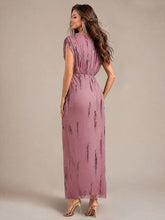 Load image into Gallery viewer, Purple Orchid | One Stop Shop Plus Size Short Sleeve Tulle V-Neck Bodycon Sequin Evening Dresses-Purple Orchid