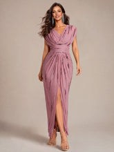 Load image into Gallery viewer, Purple Orchid | One Stop Shop Plus Size Short Sleeve Tulle V-Neck Bodycon Sequin Evening Dresses-Purple Orchid