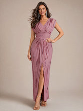 Load image into Gallery viewer, Purple Orchid | One Stop Shop Plus Size Short Sleeve Tulle V-Neck Bodycon Sequin Evening Dresses-Purple Orchid
