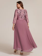 Load image into Gallery viewer, Purple Orchid | Volume Discounts Three-Quarter Sleeve Ruffled Asymmetrical High-Low Evening Dresses
