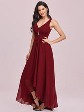 Load image into Gallery viewer, Color=Burgundy | Sequin V Neck Sleeveless Wholesale Evening Dresses-Burgundy 1