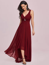 Load image into Gallery viewer, Color=Burgundy | Sequin V Neck Sleeveless Wholesale Evening Dresses-Burgundy 5