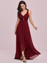 Load image into Gallery viewer, Color=Burgundy | Sequin V Neck Sleeveless Wholesale Evening Dresses-Burgundy 4