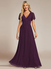Load image into Gallery viewer, Color=Purple Wisteria | Glittery V Neck Bowknot Waist Mesh Fabric Wholesale Evening Dress-Purple Wisteria 