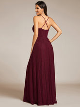 Load image into Gallery viewer, Color=Burgundy | Sparkle Sleeveless Backless Cross Strap Wholesale Formal Evening Dress-Burgundy 4