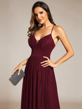 Load image into Gallery viewer, Color=Burgundy | Sparkle Sleeveless Backless Cross Strap Wholesale Formal Evening Dress-Burgundy 2