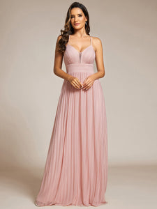 Color=Pink | Sparkle Sleeveless Backless Cross Strap Wholesale Formal Evening Dress-Pink 