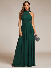 Load image into Gallery viewer, Color=Dark Green | Glittery Halter Neck Pleated Formal Wholesale Evening Dress-Dark Green 
