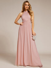 Load image into Gallery viewer, Color=Pink | Glittery Halter Neck Pleated Formal Wholesale Evening Dress-Pink 1