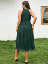 Load image into Gallery viewer, Color=Dark Green | Factory Design Slightly Stretchy Halter Neck Sleeveless A-Line Midi Evening Dresses-Dark Green 15