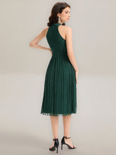Load image into Gallery viewer, Color=Dark Green | Factory Design Slightly Stretchy Halter Neck Sleeveless A-Line Midi Evening Dresses-Dark Green 10