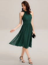 Load image into Gallery viewer, Color=Dark Green | Factory Design Slightly Stretchy Halter Neck Sleeveless A-Line Midi Evening Dresses-Dark Green 12