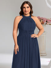 Load image into Gallery viewer, Color=Navy Blue | Factory Design Slightly Stretchy Halter Neck Sleeveless A-Line Midi Evening Dresses-Navy Blue 26
