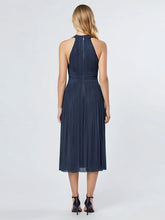 Load image into Gallery viewer, Color=Navy Blue | Factory Design Slightly Stretchy Halter Neck Sleeveless A-Line Midi Evening Dresses-Navy Blue 20