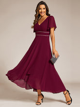 Load image into Gallery viewer, Elegant Asymmetrical A-Line Skirt Nine-Length Chiffon Dresses with Ruffles Sleeves