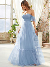 Load image into Gallery viewer, Color=Ice Blue | Strapless A Line Ruffles Sleeves Wholesale Evening Dresses EE50126 3