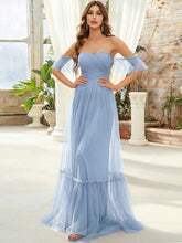 Load image into Gallery viewer, Color=Ice Blue | Strapless A Line Ruffles Sleeves Wholesale Evening Dresses EE50126 4