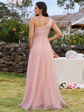 Load image into Gallery viewer, Maxi Long Sequin One Shoulder Tulle Wholesale Bridesmaid Dress