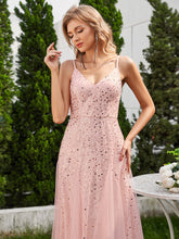 Load image into Gallery viewer, Color=Pink | Glittery Halter Neck Pleated Formal Wholesale Evening Dress-Pink 9