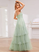 Load image into Gallery viewer, Color=Mint Green | Romantic Spaghetti Straps Sweetheart Neckline See-Through A-Line Layered Tulle Dress-Mint Green 8