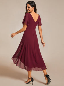 Pleated Ruffles Chiffon Wholesale Wedding Guest Dresses#Color_Burgundy