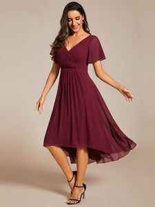 Pleated Ruffles Chiffon Wholesale Wedding Guest Dresses#Color_Burgundy