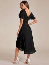 Load image into Gallery viewer, Color=Black | Pleated Ruffles Chiffon Wholesale Wedding Guest Dresses-Black 7