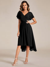 Load image into Gallery viewer, Color=Black | Pleated Ruffles Chiffon Wholesale Wedding Guest Dresses-Black 6