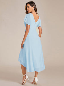 Pleated Ruffles Chiffon Wholesale Wedding Guest Dresses#Color_Sky Blue