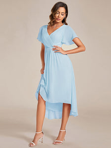 Pleated Ruffles Chiffon Wholesale Wedding Guest Dresses#Color_Sky Blue