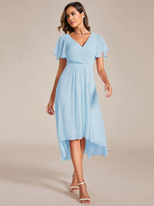 Pleated Ruffles Chiffon Wholesale Wedding Guest Dresses#Color_Sky Blue