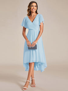 Pleated Ruffles Chiffon Wholesale Wedding Guest Dresses#Color_Sky Blue