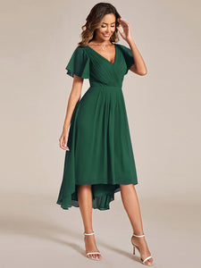 Pleated Ruffles Chiffon Wholesale Wedding Guest Dresses#Color_Dark Green