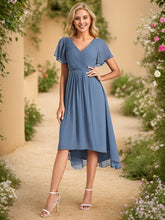 Load image into Gallery viewer, Pleated Ruffles Chiffon Wholesale Wedding Guest Dresses#Color_Dusty Navy