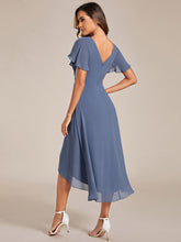 Load image into Gallery viewer, Color=Dusty Blue | Pleated Ruffles Chiffon Wholesale Wedding Guest Dresses-Dusty Blue 32