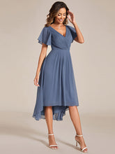Load image into Gallery viewer, Color=Dusty Blue | Pleated Ruffles Chiffon Wholesale Wedding Guest Dresses-Dusty Blue 34