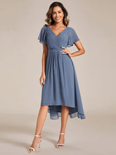 Load image into Gallery viewer, Color=Dusty Blue | Pleated Ruffles Chiffon Wholesale Wedding Guest Dresses-Dusty Blue 31