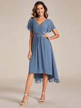 Load image into Gallery viewer, Pleated Ruffles Chiffon Wholesale Wedding Guest Dresses#Color_Dusty Navy