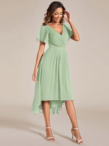 Pleated Ruffles Chiffon Wholesale Wedding Guest Dresses#Color_Mint Green