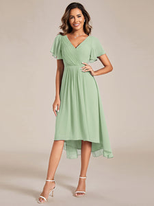 Pleated Ruffles Chiffon Wholesale Wedding Guest Dresses#Color_Mint Green