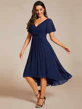 Load image into Gallery viewer, Color=Navy Blue | Pleated Ruffles Chiffon Wholesale Wedding Guest Dresses-Navy Blue 59