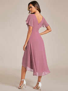 Pleated Ruffles Chiffon Wholesale Wedding Guest Dresses#Color_Orchid