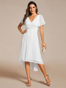 Pleated Ruffles Chiffon Wholesale Wedding Guest Dresses#Color_White