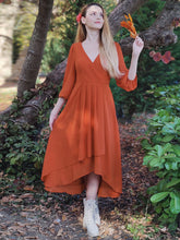 Load image into Gallery viewer, Color=Burnt Orange | Women&#39;s Knee-Length Wholesale Homecoming Cocktail Dresses With Short Sleeves-Burnt Orange 1