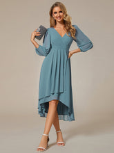 Load image into Gallery viewer, Color=Dusty Blue | Women&#39;s Knee-Length Wholesale Homecoming Cocktail Dresses With Short Sleeves-Dusty Blue 3